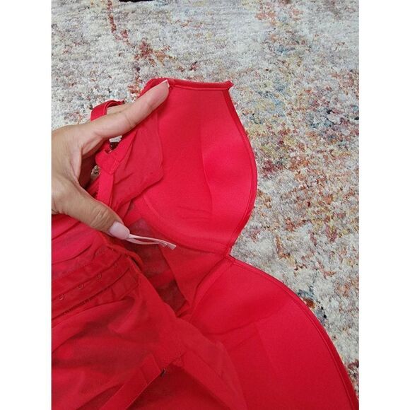 Victoria's Secret Rhinestone Red Bustier Burlesque 34D - Picture 7 of 8